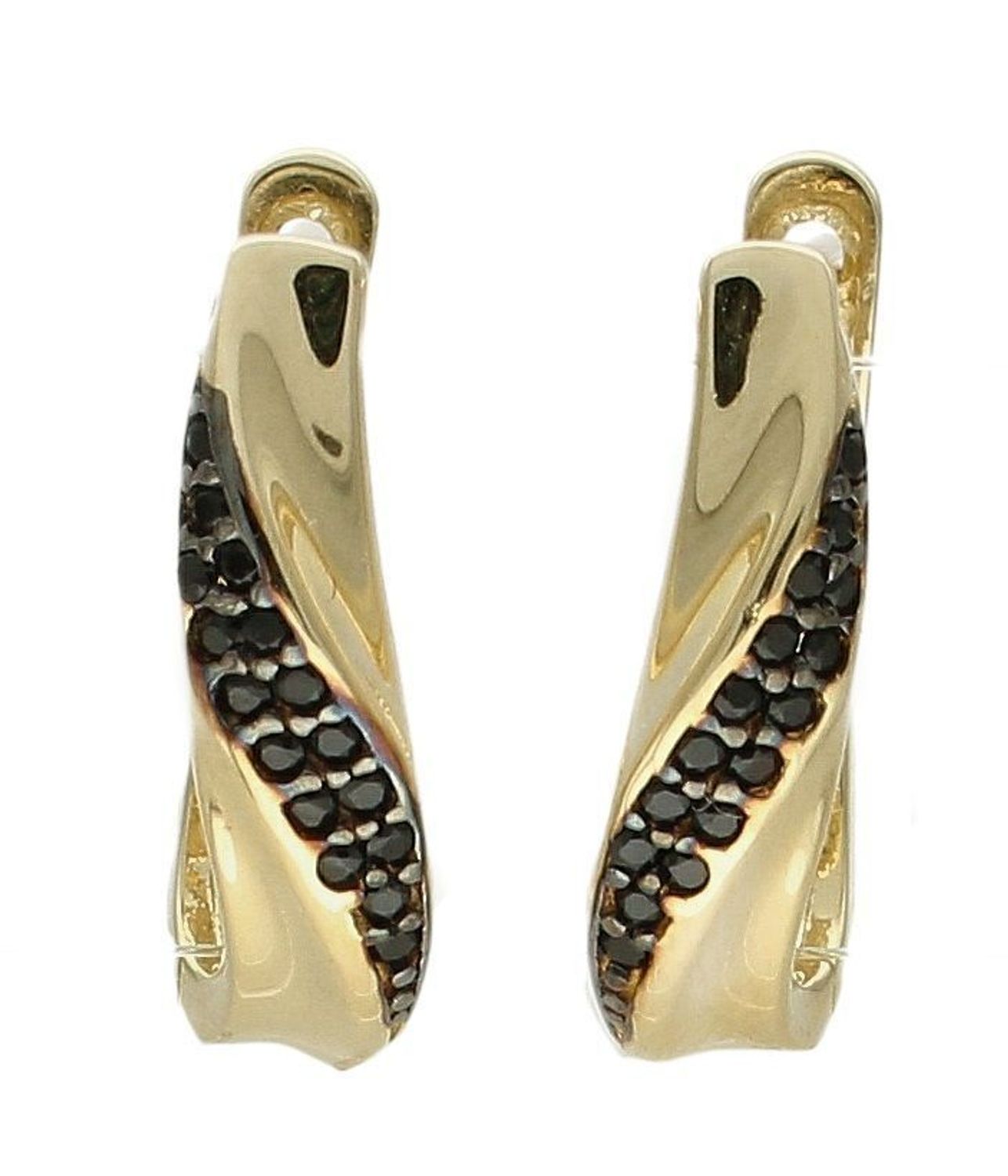 Złote kolczyki 585 czarna cyrkonia KL 11380.jpg